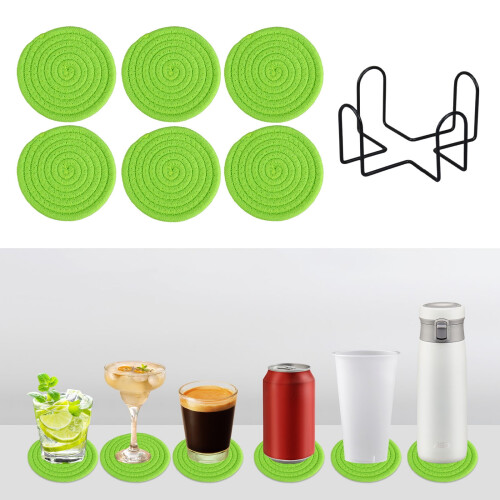 Woven Cotton Placemats Round Non-Slip Insulating 6-Pack
