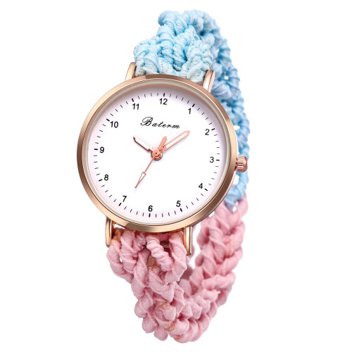 Women's Braided Elastic Quartz Watch Multicolor