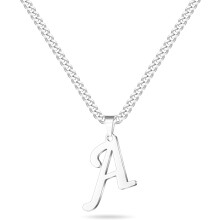 A-Z Letter Necklace Stainless Steel Cuban Chain Monogram