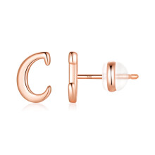 925 Sterling Silver Initial Stud Earrings for Women