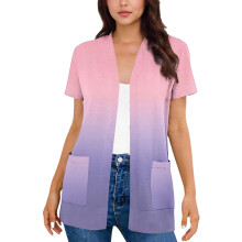 Women's Short Sleeve Cardigan Pink Ombre Size L