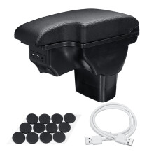 Leather and ABS Center Console Armrest Storage Box with 3