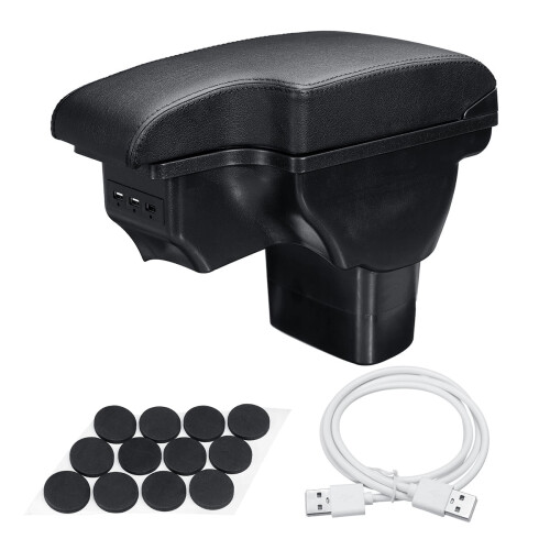 Leather and ABS Center Console Armrest Storage Box with 3