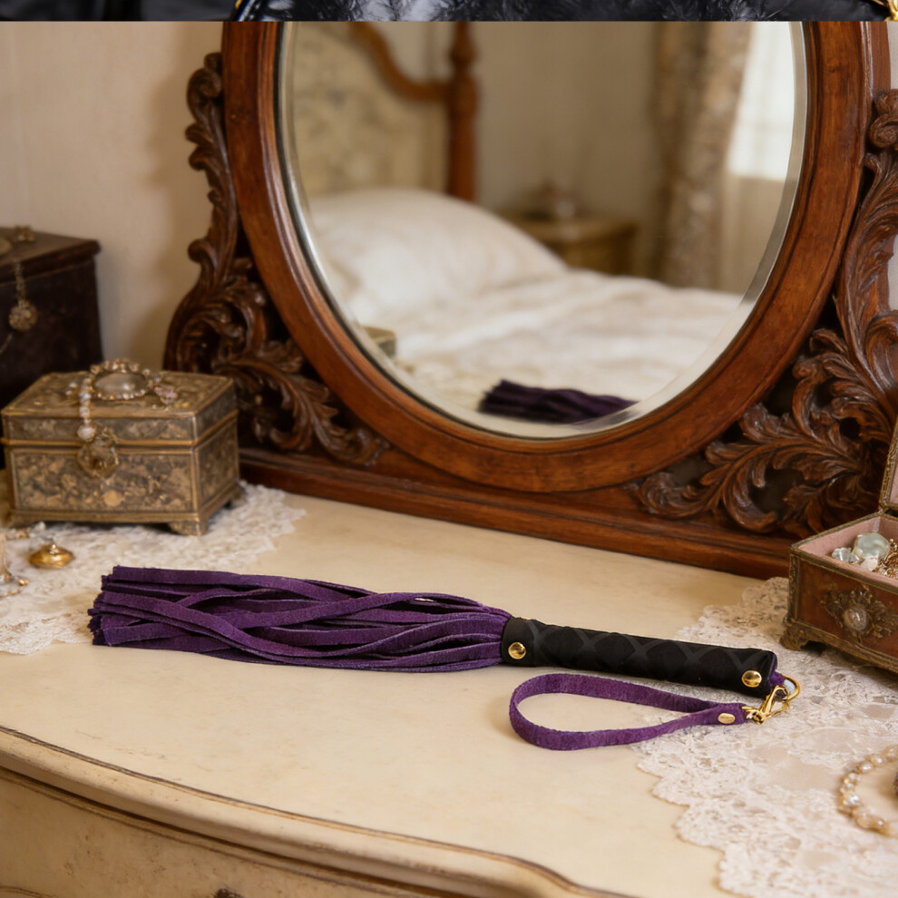 Creation-3C (Purple, One Size) Bondage Whip With Stud Handle & Gold Hook