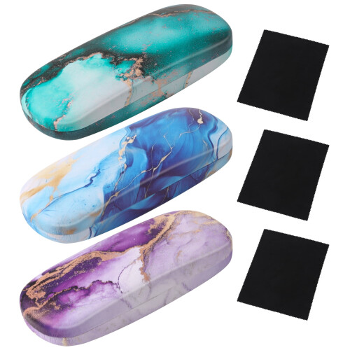 Hard Shell Eyeglasses Case Set 3 Pcs with Cleaning Cloth