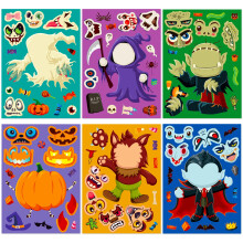 Halloween Face Swap Stickers 30 PCS 6 Sheets Pumpkins Cute