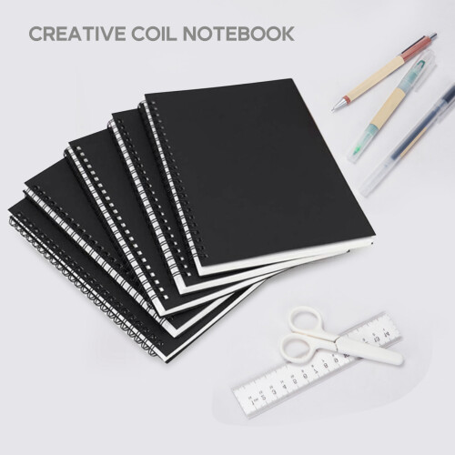 A5 Black Spiral Notebook Unruled 50 Sheets 5 Pack 1