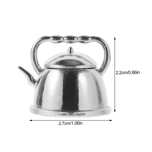 Mini Teapot Model Silver Office Tea Kettle 2.7x2.2 cm 1