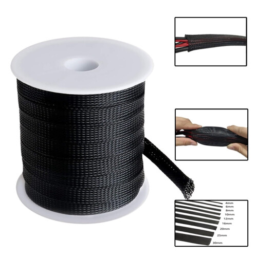 Black Insulated Braid Sleeving PET Cable Sleeve 1