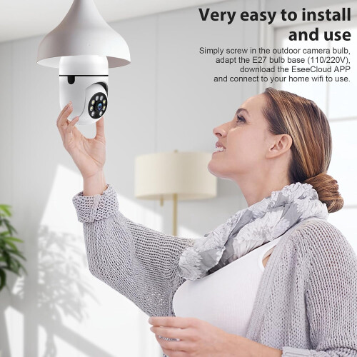 Outdoor Security Camera Light Bulb 3MP Color Night Vision 2