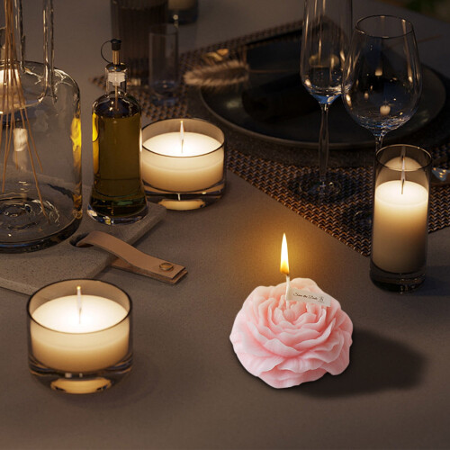 Wine Red Rose Scented Candle Low-Temp Body-Safe 1 PC 2