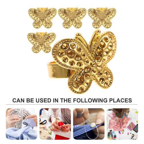 Golden Iron Thimbles for Hand Sewing 5 Pieces 2