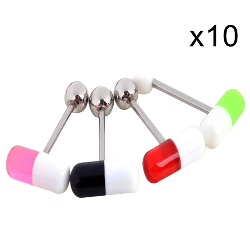 Acrylic Tongue Barbell Nipple Ring Stud 10 pcs 1