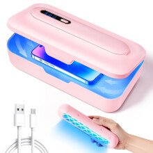 pink LED negleværktøjsrenseboks - bærbar professionel desinfektionsmiddel til manicureværktøj, smykker, nøgler og skønhedsinstrume