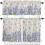 Purple Blue Floral Kitchen Curtains Set with Valance 24 6