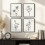 Boho Vintage Botanisk Väggkonst Set 4-Delad Svartvit Canvas 4
