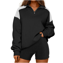 Women's Oversized Quarter-Zip Sweatshirt Color Block