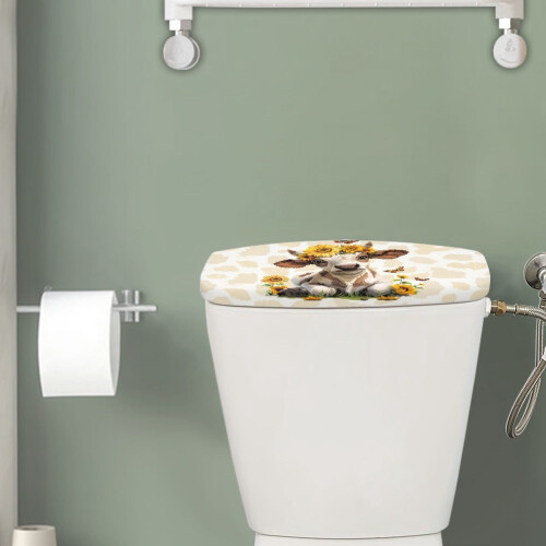 WC-Spülkastendeckel mit Kuhmuster, 2er-Pack, elastischer Boden 1