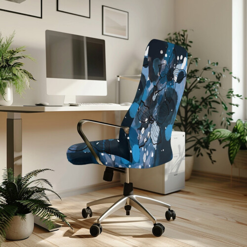 Housse de chaise d'ordinateur extensible, lavable et amovible avec 2