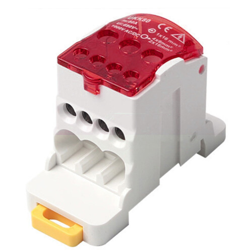 Red Power Distribution Junction Box for DIN Rails