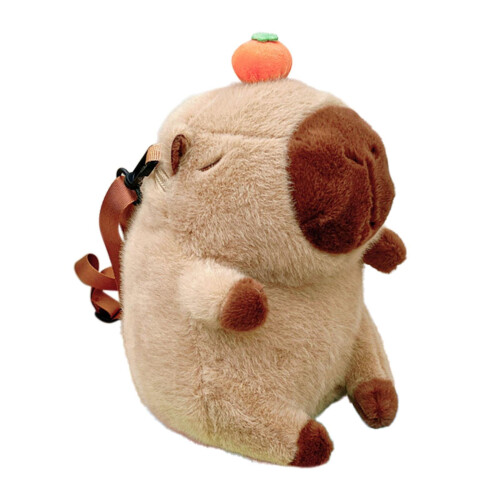 Plush Capybara Backpack Khaki Lightweight Casual