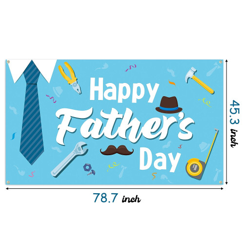 Vatertags-Partybanner, blauer Polyester-Hintergrund, 78,7 x 1