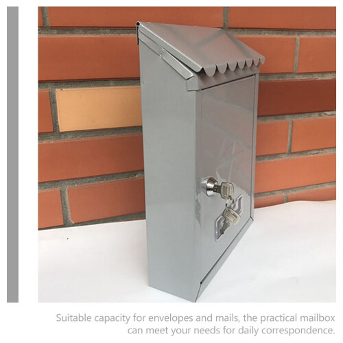 Wall Mount Locking Mailbox with Key Silver 12x8.5 in 1
