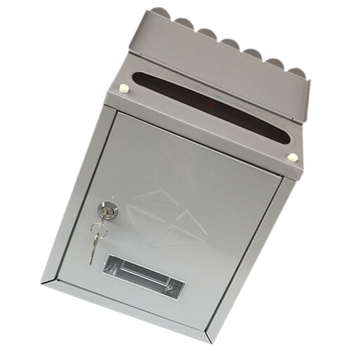 Wall Mount Locking Mailbox with Key Silver 12x8.5 in 2