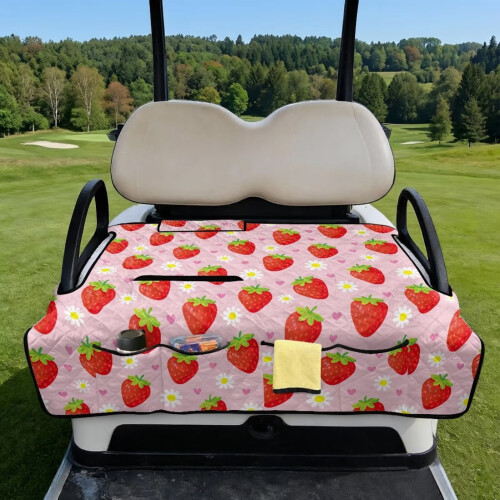 Καλύμματα καθισμάτων αμαξιδίων γκολφ Strawberry για αμαξίδια 2 θέσεων με 1