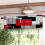 Red and Black Geometric Kitchen Curtains Set 36 Inch Tiers 6