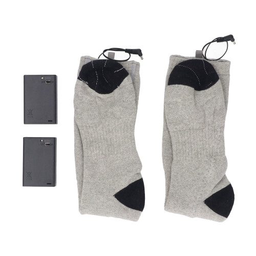 Chaussettes chauffantes rechargeables en coton gris, taille unique 1