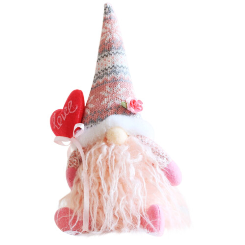 Pink Valentine Gnome Decor Handmade Swedish Tomte with 1