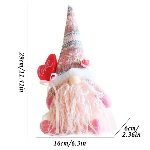 Pink Valentine Gnome Decor Handmade Swedish Tomte with 2