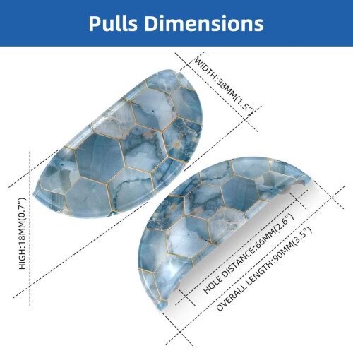 Cup Drawer Pulls Marble Honeycomb Blue 6 pcs 1