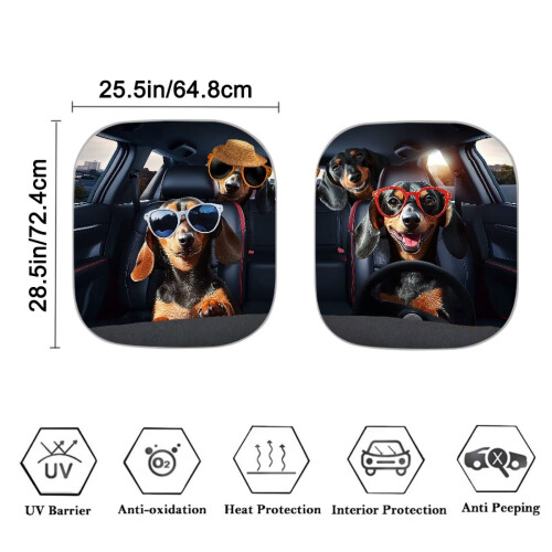 Dachshund Car Sun Shade Set - Folding Side Window Shade for 2