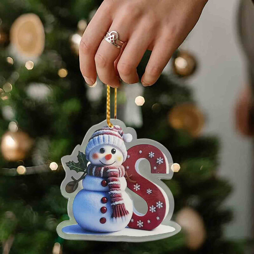 Lettre décorative de Noël en acrylique de 8 cm avec cordon doré 1
