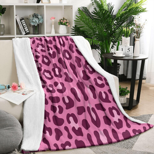 Coperta in pile con stampa leopardata, calda e morbida, 50x60 pollici. 1