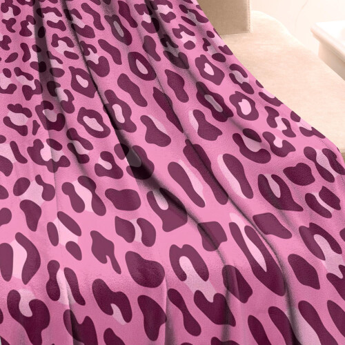 Coperta in pile con stampa leopardata, calda e morbida, 50x60 pollici. 2