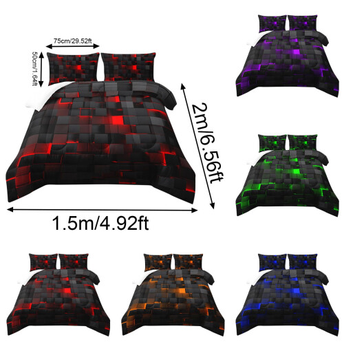 Geometric Red Black Comforter Set Full Size 2