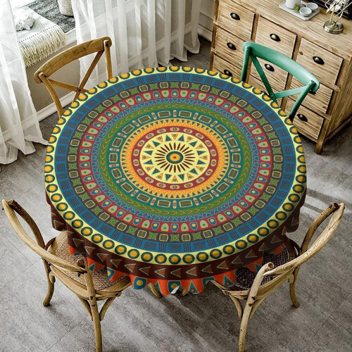 Mandala Rund Duk Vintage Etnisk Abstrakt Geometrisk 1