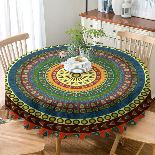Mandala Rund Duk Vintage Etnisk Abstrakt Geometrisk 2