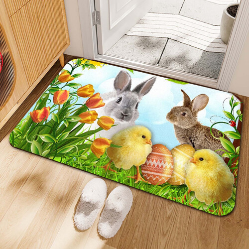 Easter Bunny Egg Decorated Carpet Cloth