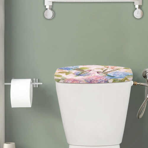 Toilettendeckel mit Kolibri-Blumenmotiv, 2 Stück 1
