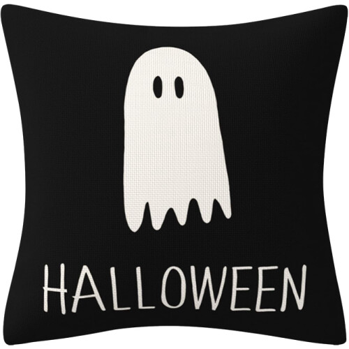Set di 4 federe per cuscini "Boo" da 45x45 cm, stile rustico per Halloween. 1