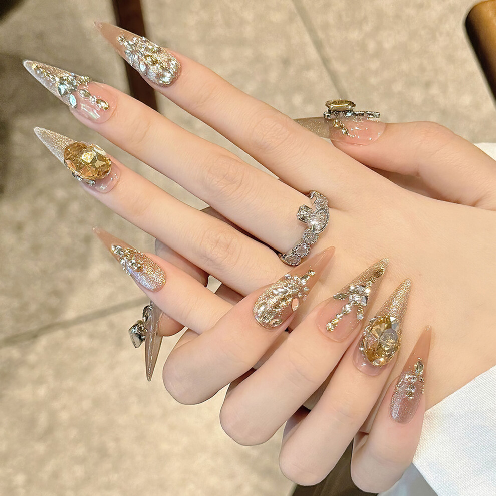 Dcph-Clothing (Xs) Glitter Press-On Nails, Easy Apply For Manicure Lovers