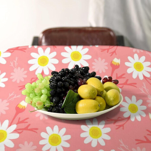 Nappe à marguerites roses, style rustique, 152 x 305 cm 2