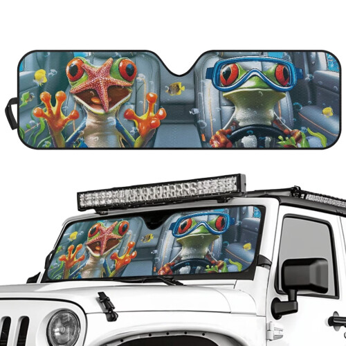 Foldable Hippie Frog Windshield Sun Shade for Jeep Wrangler 1