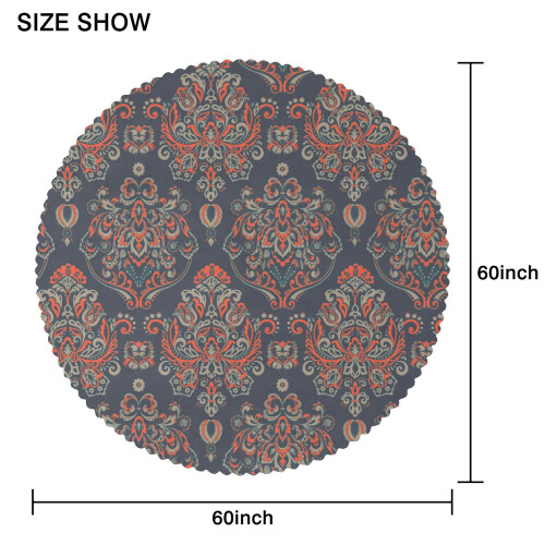 Στρογγυλό τραπεζομάντιλο Paisley Floral Vintage με διάμετρο 60 ιντσών 1
