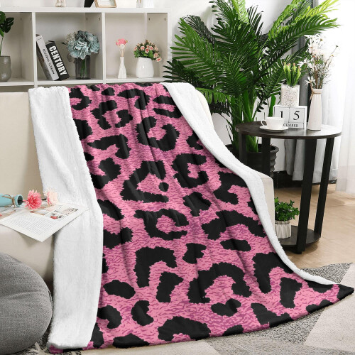 Fleece plaid met luipaardprint, 50x60 inch 1