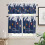 Blue Christmas Kitchen Curtains Set with White Pine and 6